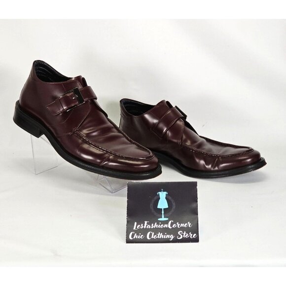 Rodolfo Zengarini Men's Burgundy Leather Monk Strap Buckle Loafers Sz 42 (9) 103 - Picture 4 of 16